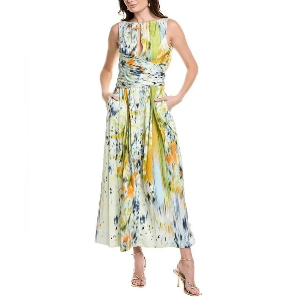Oscar de la Renta Halter Abstract Maxi Dress size 12